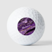 Paarse gouden marmeren aangepaste naam golfballen  (Voorkant)