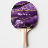 Paarse gouden marmeren aangepaste naam ping pong p tafeltennisbatje (Voorkant)