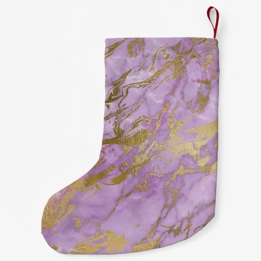 Paarse & Gouden Marmeren Glitter en Sparkle Monogr Kleine Kerstsok (Achterkant)