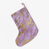 Paarse & Gouden Marmeren Glitter en Sparkle Monogr Kleine Kerstsok (Achterkant (Hangend))