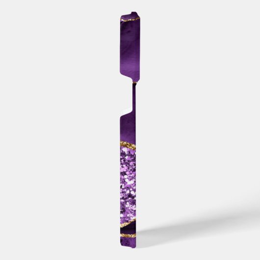 Paarse gouden marmeren iPhone-hoes met aangepaste  iPhone Hoesje (Rechterkant)