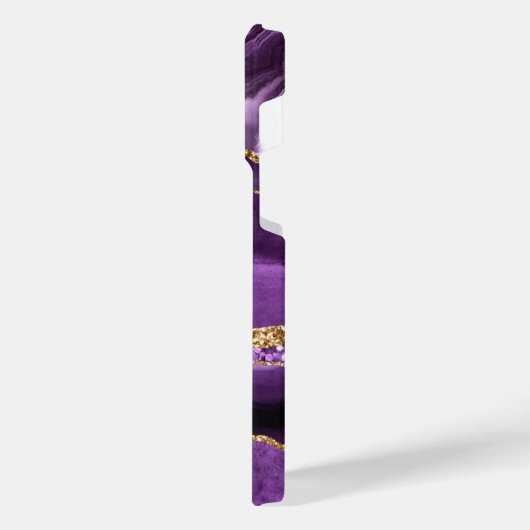 Paarse gouden marmeren iPhone-hoes met aangepaste  iPhone Hoesje (Linkerkant)