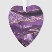 Paarse gouden marmeren kerstversiering aangepaste ornament (voorkant)