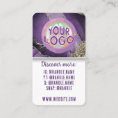 Paarse gouden marmeren medische spa huidverzorging klantenkaartje (Achterkant)