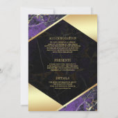 Paarse gouden marmeren monogram alles in één bruil kaart (Achterkant)