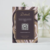 Paarse & Gouden Marmeren QRCode Wedding Enclosure  Informatiekaartje (Staand voorkant)
