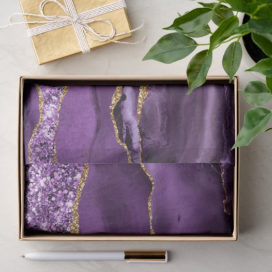 Paarse Gouden Marmeren Weefseldocument met Douanen Tissuepapier (Geschenk)