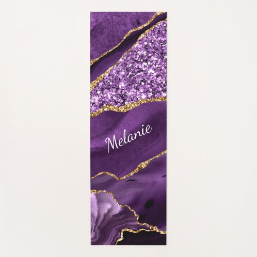 Paarse gouden marmeren yogamat met aangepaste naam (Voorkant)