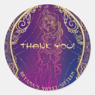 Paarse & Gouden Marokkaanse Arabische Buik Dancing Ronde Sticker