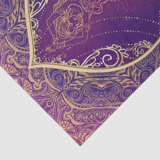 Paarse & Gouden Marokkaanse Arabische Buik Dancing Tissuepapier (Detail)