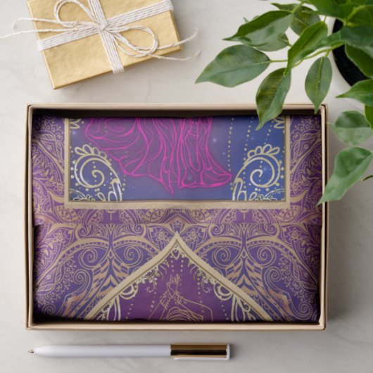 Paarse & Gouden Marokkaanse Arabische Buik Dancing Tissuepapier (Geschenk)