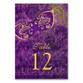 Paarse gouden maskerade bal Mardi Gras bruiloft Kaart (Voorkant)