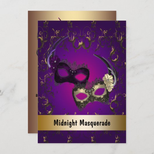 Paarse gouden maskerade kaart (Voorkant / Achterkant)