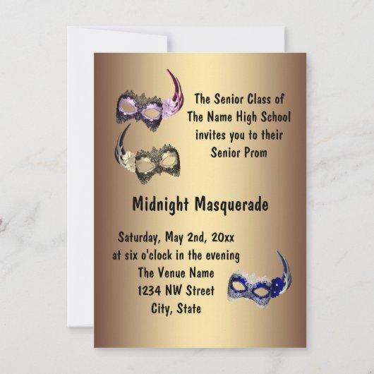 Paarse gouden maskerade kaart (Achterkant)