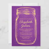 Paarse gouden  Mason Jar Wedding Invitations Kaart (Voorkant)