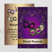 Paarse Gouden Masquerade Prom Kaart (Voorkant / Achterkant)