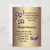 Paarse Gouden Masquerade Prom Kaart (Achterkant)