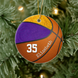 paarse gouden meiden basketbalteam keramisch ornament