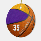 paarse gouden meiden basketbalteam keramisch ornament (Links)