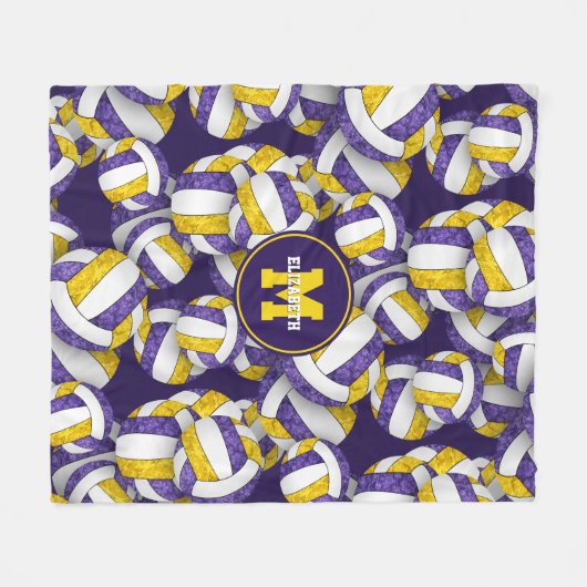 paarse gouden meisjes volleybal team kleuren fleece deken (Voorkant (Horizontaal))