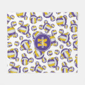 paarse gouden meisjes volleybalteam kleuren monogr fleece deken (Voorkant (Horizontaal))