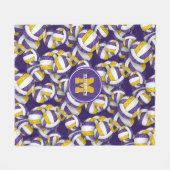 paarse gouden meisjes volleybalteam kleuren monogr fleece deken (Voorkant (Horizontaal))