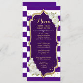 Paarse Gouden Menukaart Programmakaart (Voorkant / Achterkant)