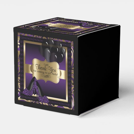 Paarse & Gouden Metallic - 00e Verjaardag | DIY-te Bedankdoosjes (Achterkant)
