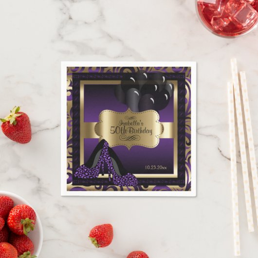 Paarse & Gouden Metallic - 00e Verjaardag | DIY-te Servet (Insitu)