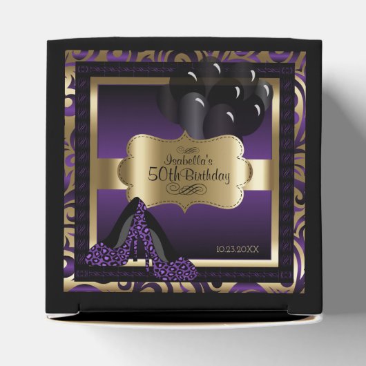 Paarse & Gouden Metallic - Verjaardag | DIY-tekst Bedankdoosjes (Bovenkant)