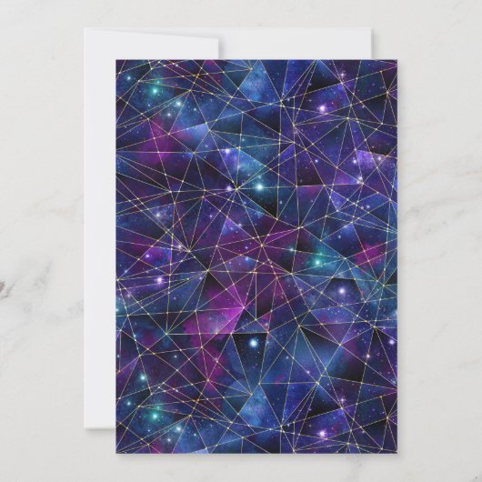 Paarse & Gouden Midnight Crystal Galaxy Quinceaner Kaart (Achterkant)