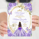 Paarse & Gouden Mis Quince 15 Anos Vlinderkroon Kaart<br><div class="desc">Quinceañera Paarse Vlinder Gouden Kroonuitnodiging Mis Quince 15 Anos,  16e Verjaardag, </div>