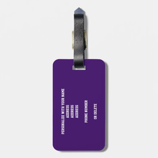 paarse gouden monogrammen basketbal bagagelabel (Achterkant verticaal)