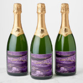 Paarse gouden mousserende wijn label met aangepast sparkling wijnetiket (Flessen)