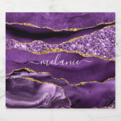 Paarse gouden mousserende wijn label met aangepast sparkling wijnetiket (Enkel label)