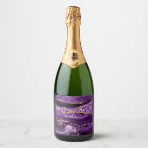 Paarse gouden mousserende wijn label met aangepast sparkling wijnetiket