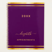 Paarse gouden naam minimalist 2026 planner (Voorkant)