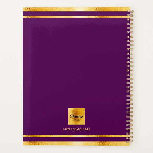 Paarse gouden naam minimalist 2026 planner (Achterkant)