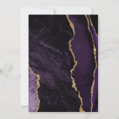 Paarse gouden Navy Blue Agate bruiloft Kaart (Achterkant)