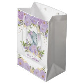  Paarse Gouden Olifant Baby Waterverf Bloemen Medium Cadeauzakje (Voorkant Gekanteld)