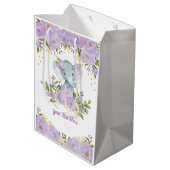  Paarse Gouden Olifant Baby Waterverf Bloemen Medium Cadeauzakje (Achterkant Gekanteld)