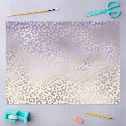 Paarse gouden ombre luipaard print tissuepapier (Craft)