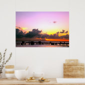 paarse gouden oranje strandzonsondergang poster (Keuken)