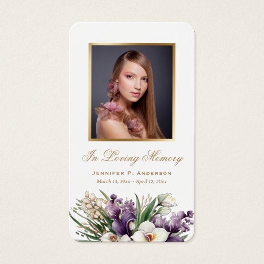 Paarse gouden orchidee begrafenis gebed Kaarten Visitekaartje (Voorkant)