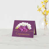 Paarse gouden orchidee & pioen boeket gefeliciteer kaart (Gele Bloem)