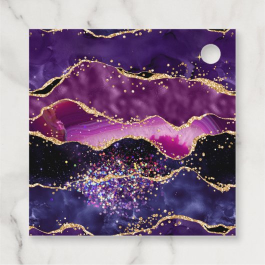 Paarse gouden pailletten agaat lief zestien dank u bedankjes labels (Achterkant)