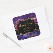 Paarse gouden pailletten agaat lief zestien dank u vierkante sticker (Envelop)