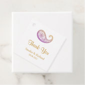 Paarse & Gouden Paisley Indische Bruiloft Dank u Bedankjes Labels (In situ)