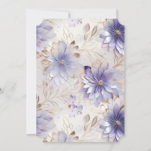 Paarse gouden parel bloemig Kaart (Achterkant)