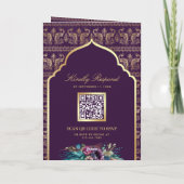 Paarse gouden pauwenpatroon bloemenindiaanse bruil (Achterkant)